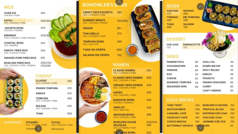 Bowlers Guwahati Menu