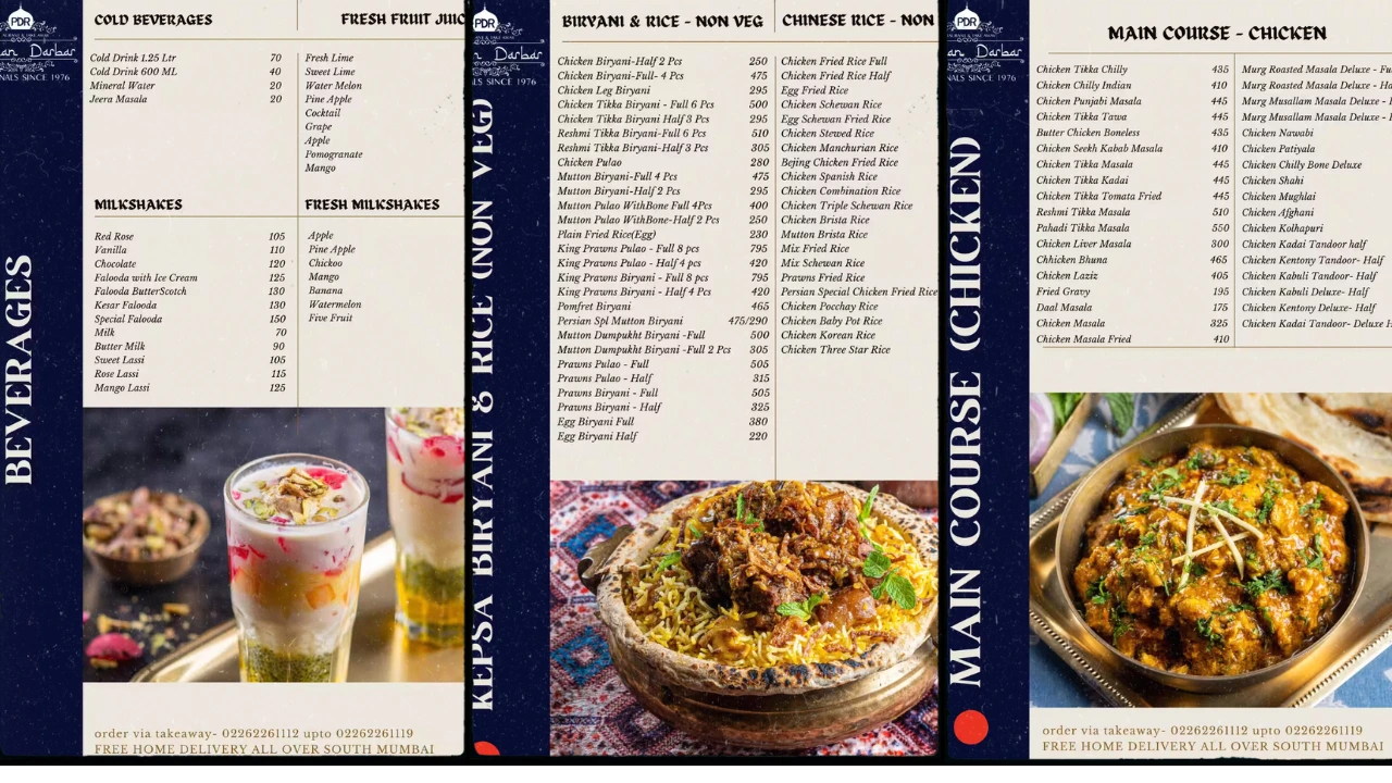 persian Darbar (Since 1976) Menu