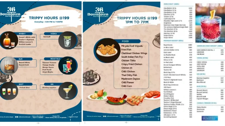 36 Downtown Brew Pub Menu