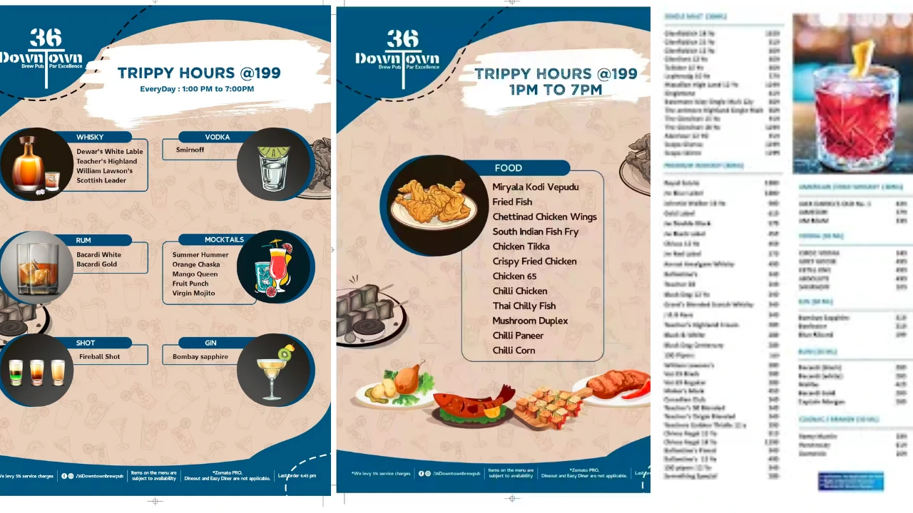 36 Downtown Brew Pub Menu