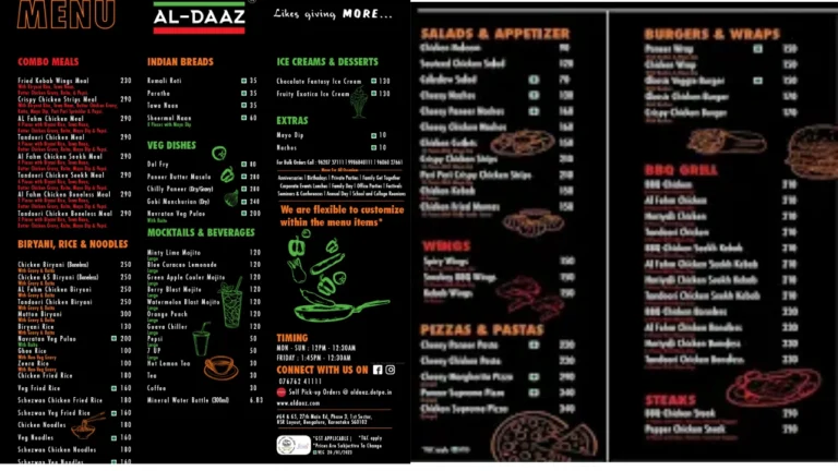 Al-Daaz Menu
