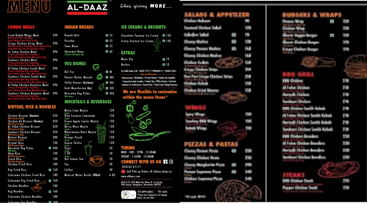 Al-Daaz Menu