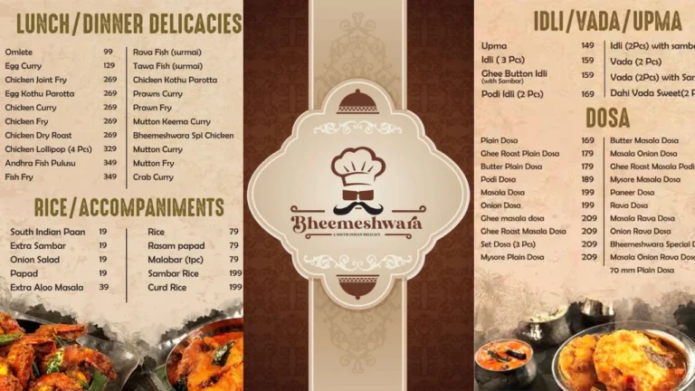 Bheemeshwara Menu