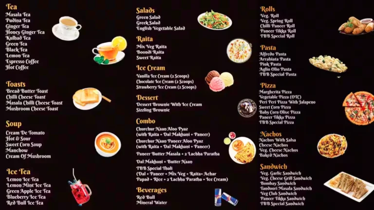 Black Brick Cafe Menu