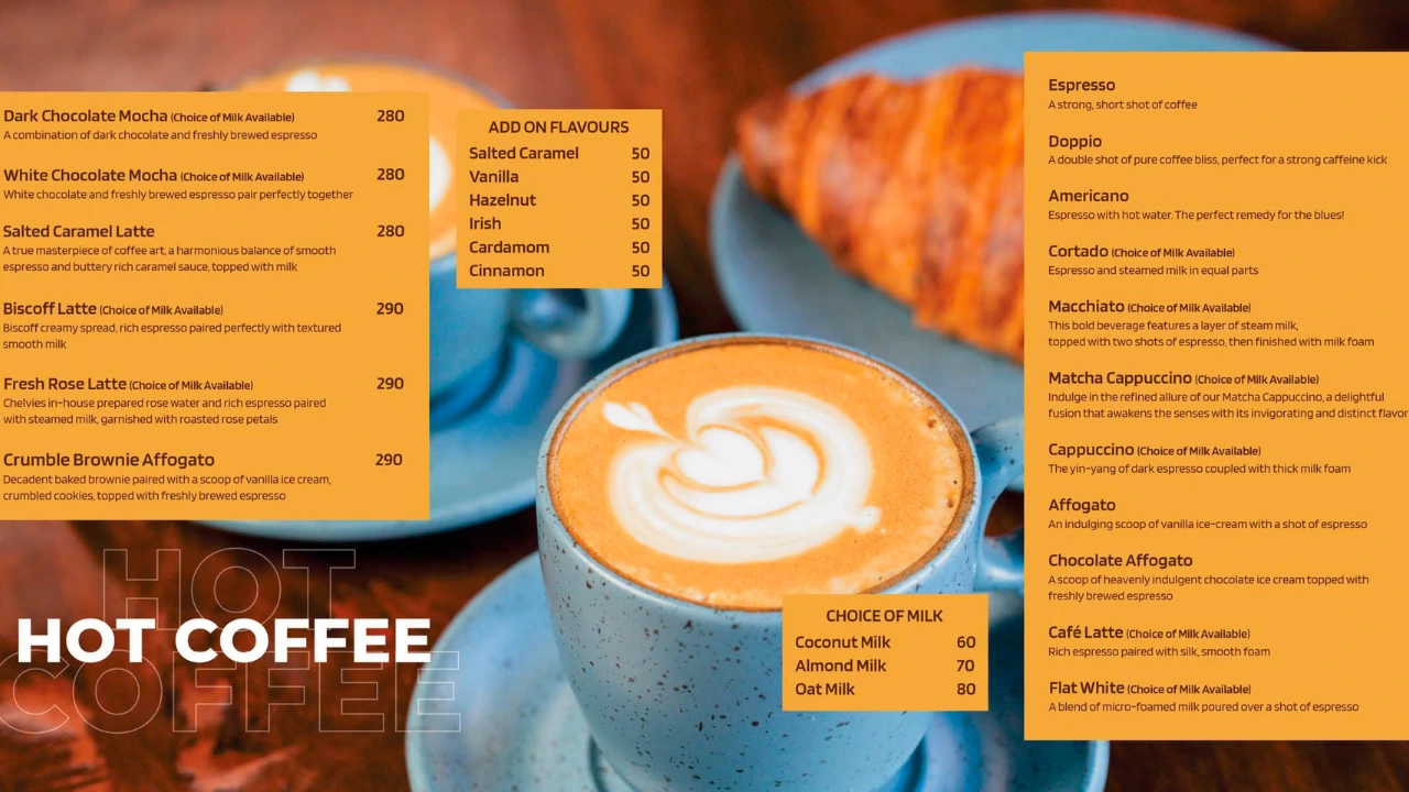 Chelvies Coffee Menu