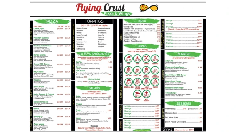 Flying Crust Menu
