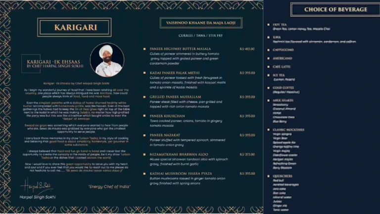 Karigari Menu