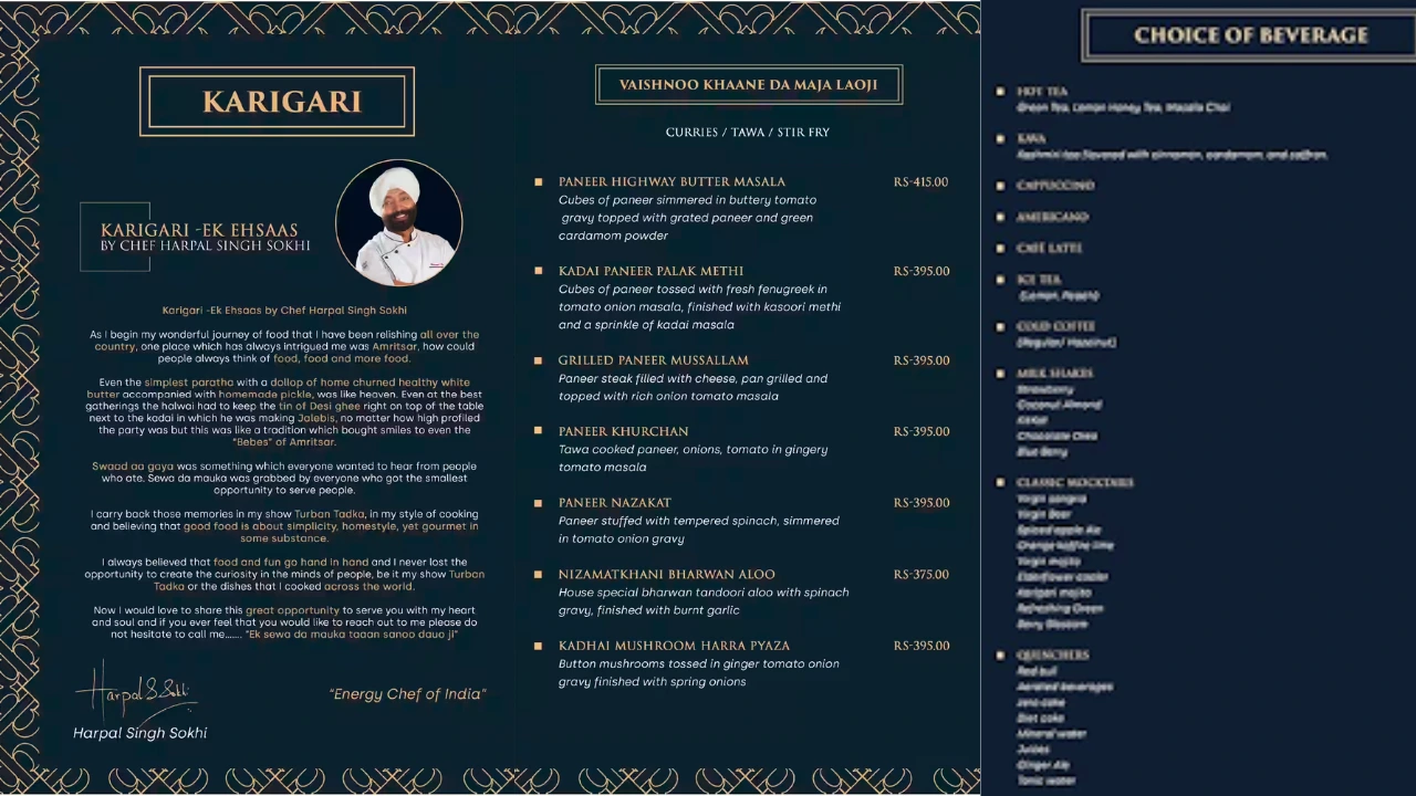 Karigari Menu