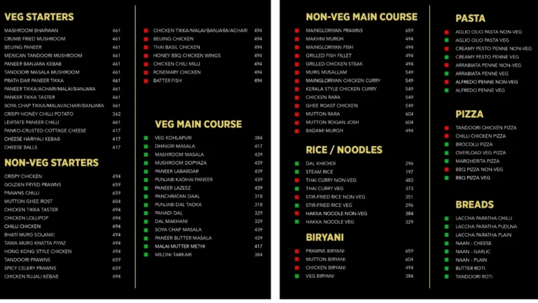 Levitate Rooftop Restaurant Menu
