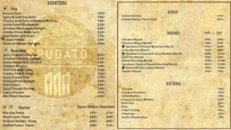 Spudato Menu