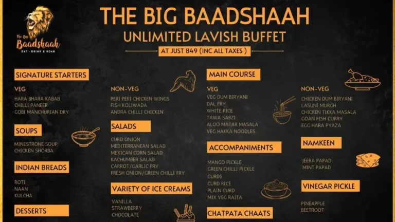 The Big Baadshaah Menu