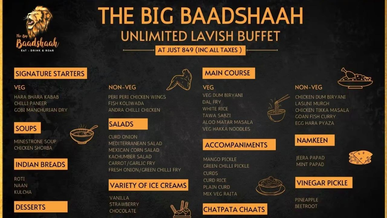 The Big Baadshaah Menu