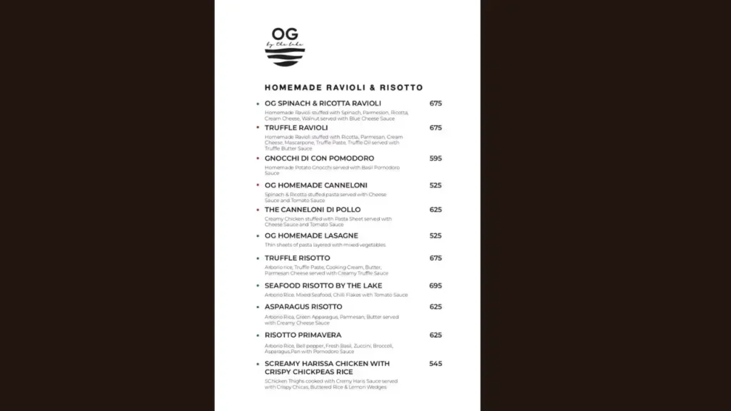 Must Try Dishes OG by the Lake Menu