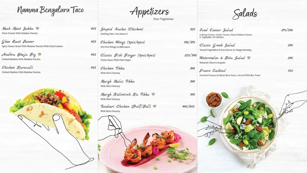 Cuisine and Variety Offered Oia Bangalore Menu Price