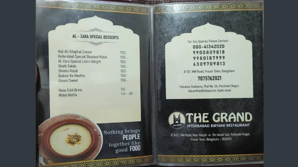 Desserts Al Zara Mandi Arabian Restaurant Menu