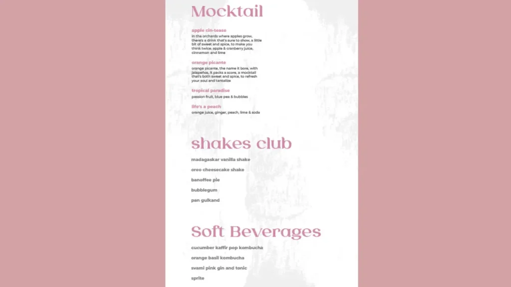 Drinks and Cocktails Roxie Bengaluru Menu Price