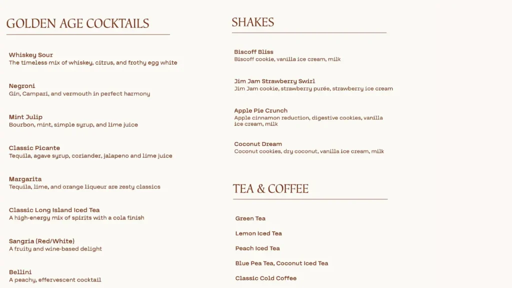 Drinks and Cocktails Tubata Restaurant