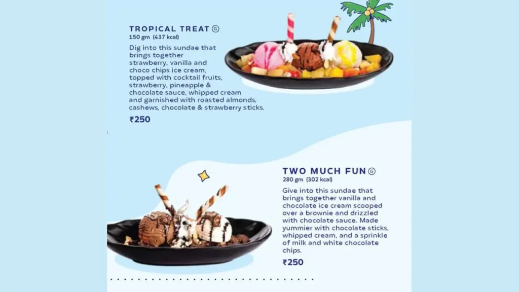Flavors Range Hocco Ice Cream Menu Price List