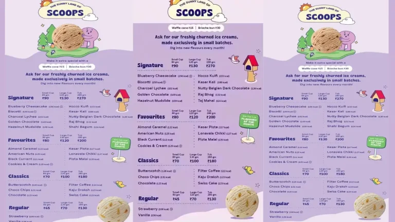 Hocco Ice Cream Menu Price List