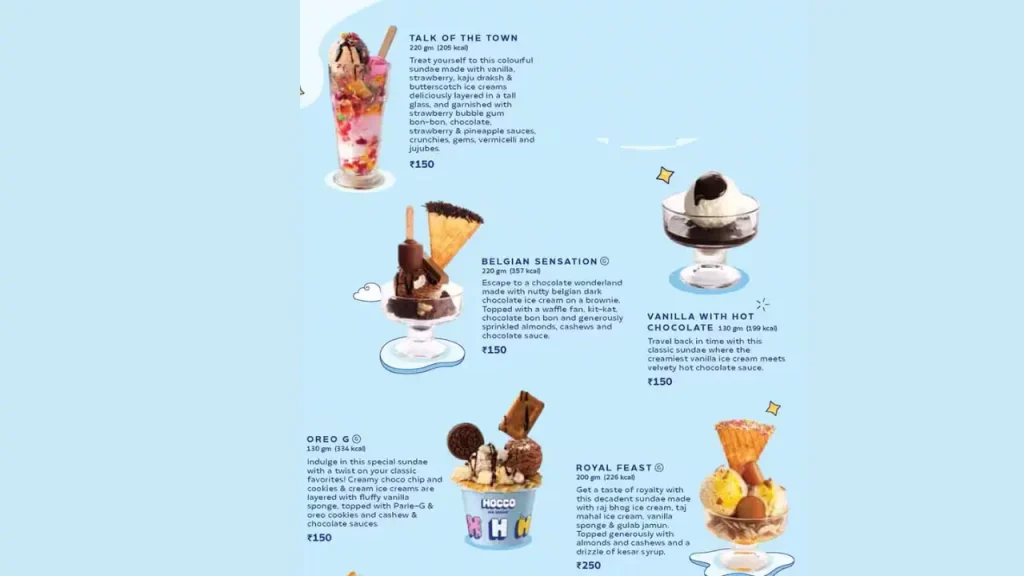 Ice Cream Cones Hocco Ice Cream Menu Price List
