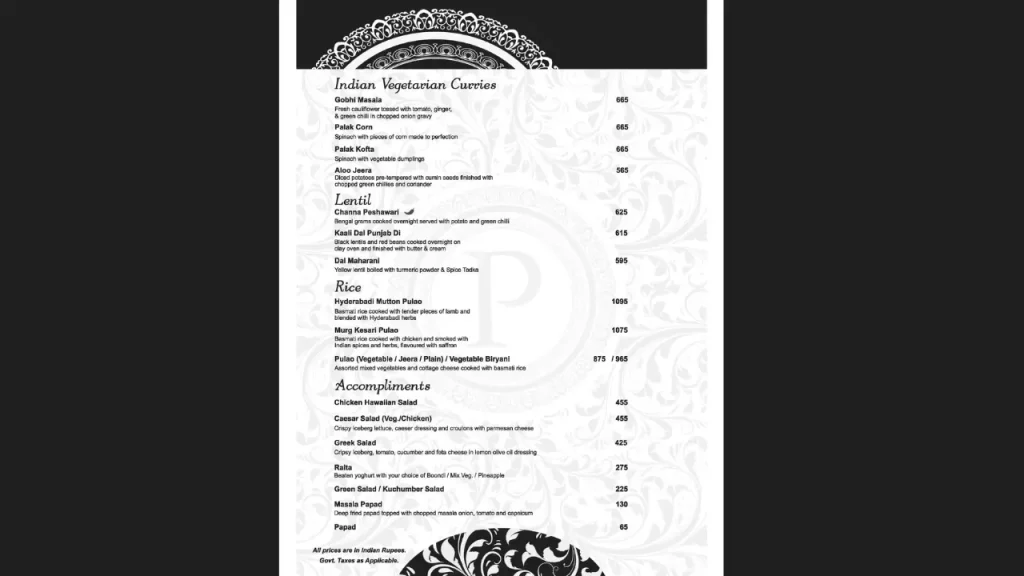 Main Course Parikrama The Revolving Restaurant Menu