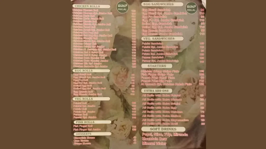 Rolls That Rule the Taste Buds Al Amanah Cafe & Restaurant Menu