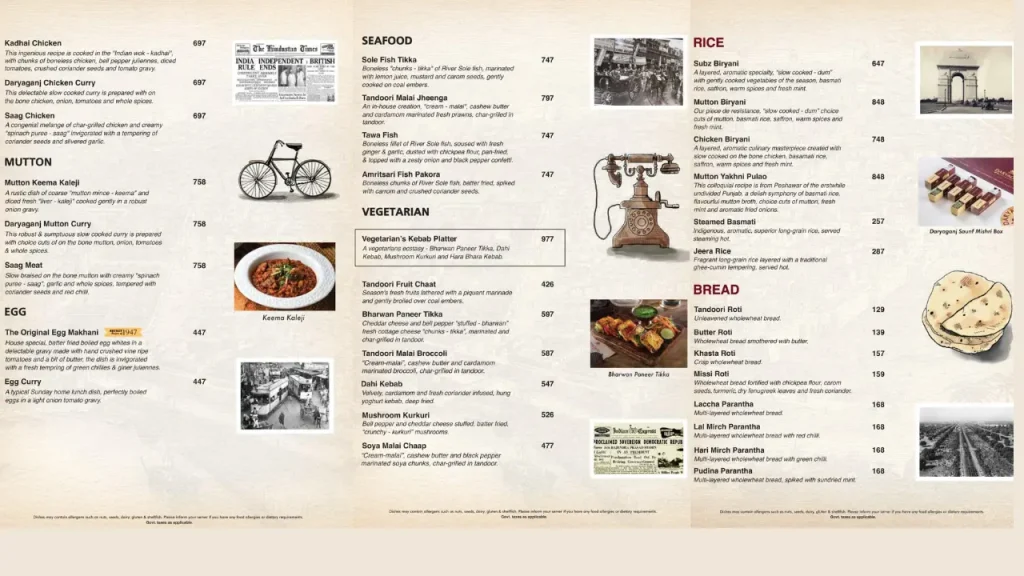 Ingredients and Authentic Cooking Daryaganj Restaurant