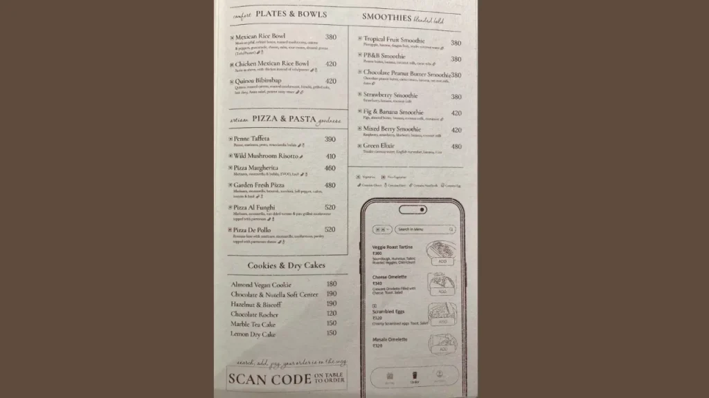 Coffee Options Taffeta Coffee Jaipur Menu