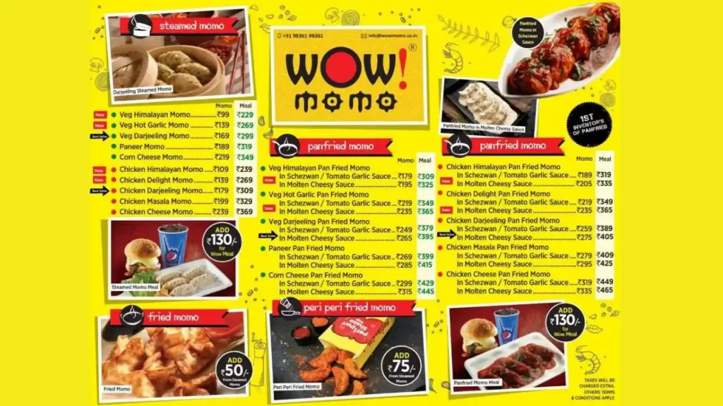 Fusion Dishes Wow Momo Menu