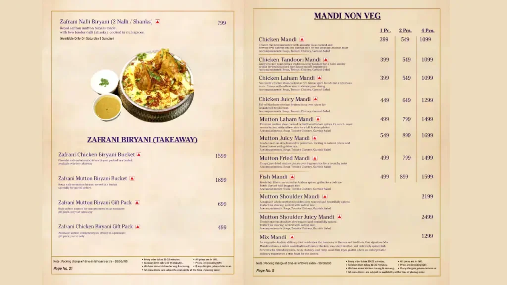 Famous Biryani Options Pista House Patna Menu