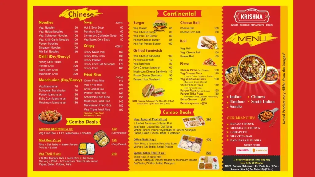Seasonal and Festival Specials Krishna Sweets Menu 